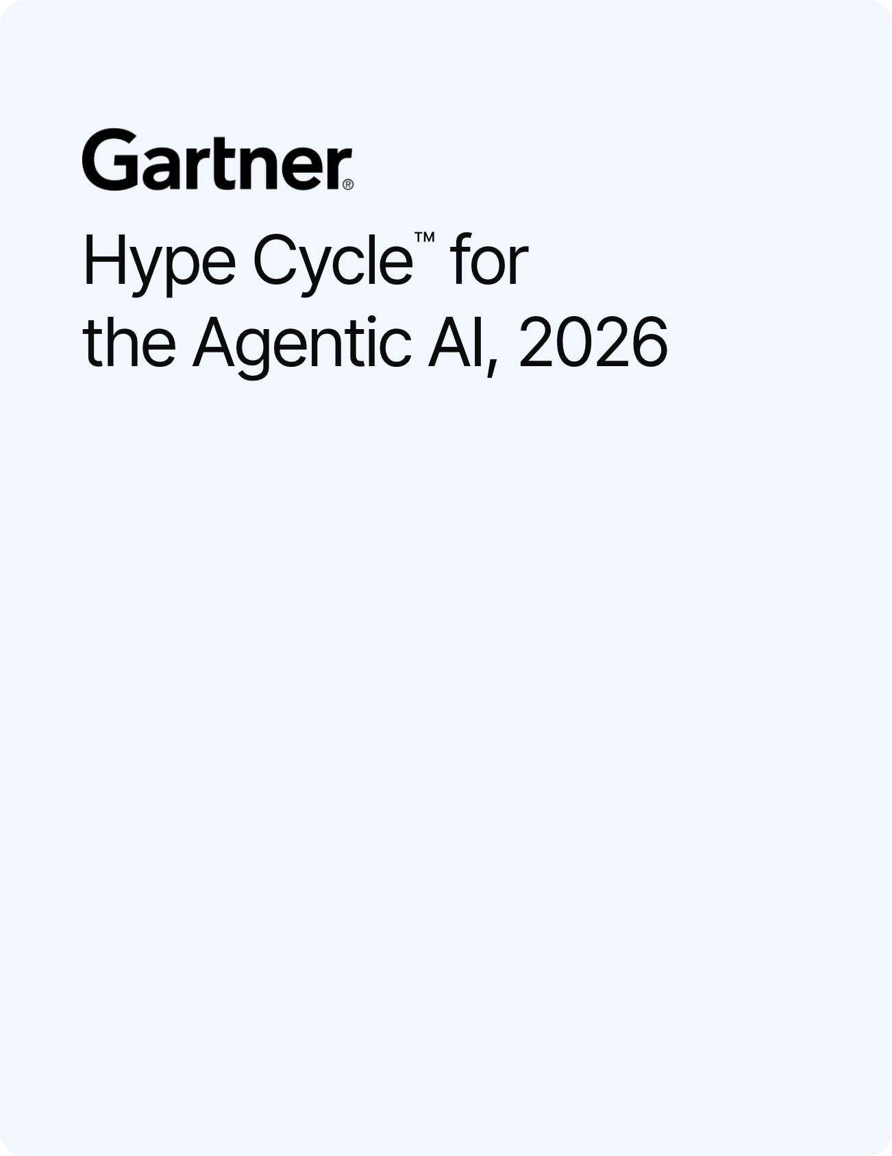 Cover of Gartner Hype Cycle for the Agentic AI, 2026 — the Gartner logo above the report title on a plain light lavender field.